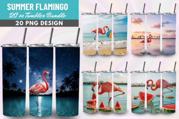 Download Summer Flamingo 20oz Tumbler Wrap Design - Design Collection