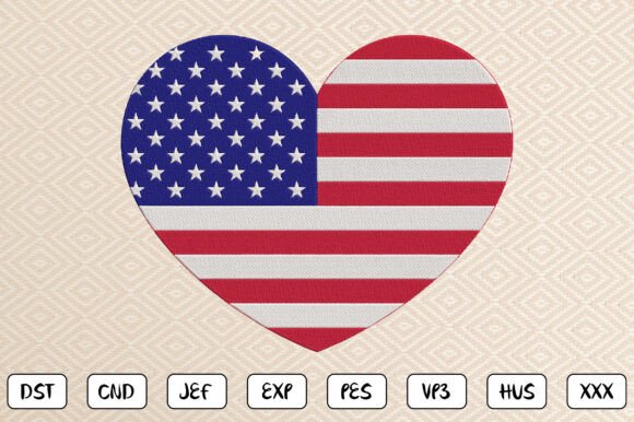 Download USA Heart Embroidery Design - Design Collection