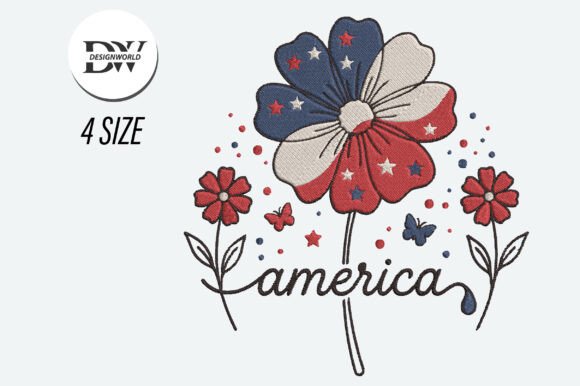 Download America Flower Embroidery Design - Design Collection