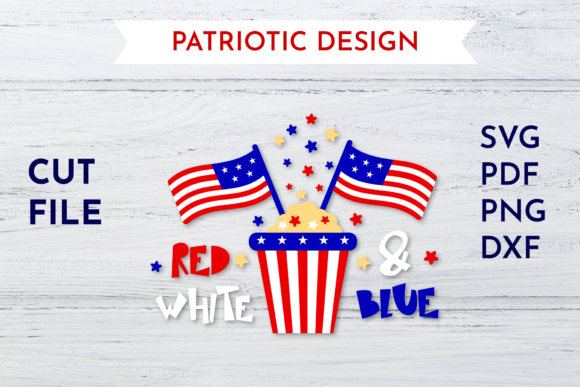 Download Patriotic Design - Red, White and Blue with Popcorn - Design Collection