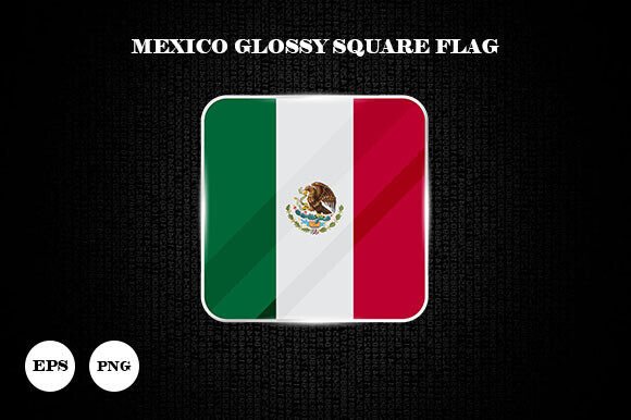 Download Mexico Glossy Square Flag Icon - Premium Bundle