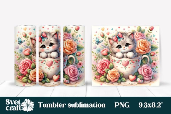 Download Cute Cat Sublimation Tumbler Design - Design Collection