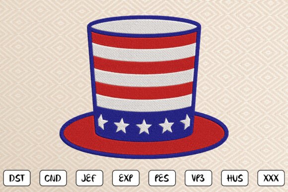 Download Patriotic Top Hat Embroidery Design - Design Collection