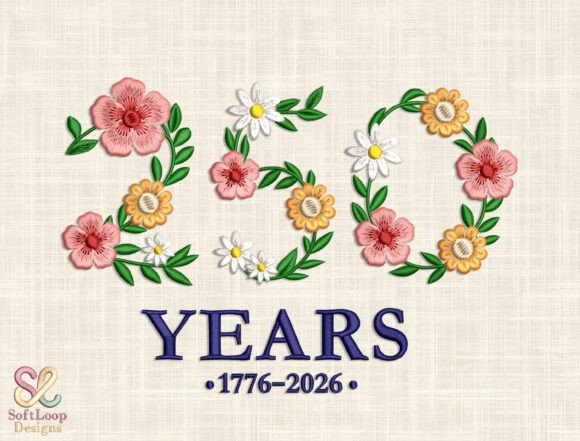 Download USA 250 YEARS Floral Anniversary Design - Design Collection