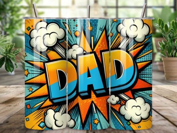 Download Colorful Comic Supper Dad Tumbler Wraps - Dad tumbler Collection