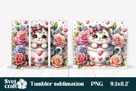 Download Cute Cat Sublimation Tumbler Design PNG - Design Collection