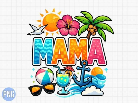 Download Retro Summer Mama Beach Design PNG - Design Collection