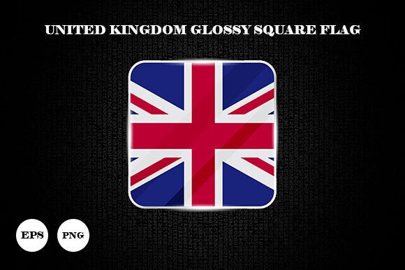 Download United Kingdom Glossy Square Flag Icon - Premium Bundle
