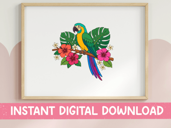 Download Tropical Parrot Hibiscus Floral Design - Design Collection