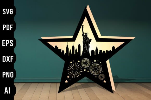 Download 4th of July Liberty Skyline Star Design - Design Collection
