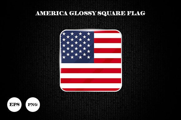 Download America Glossy Square Flag Icon - Premium Bundle