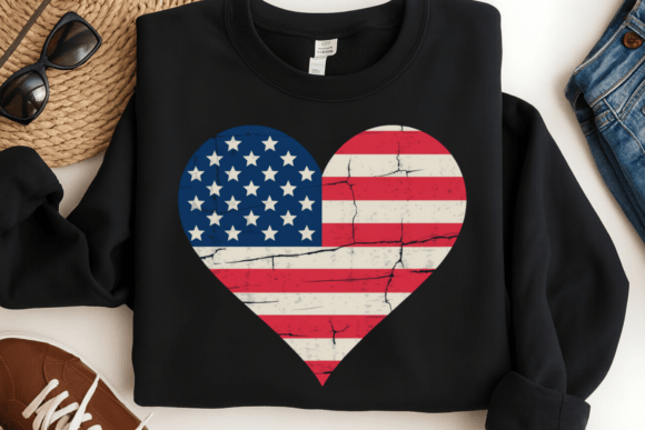 Download Retro American Flag Heart PNG Design - Design Collection