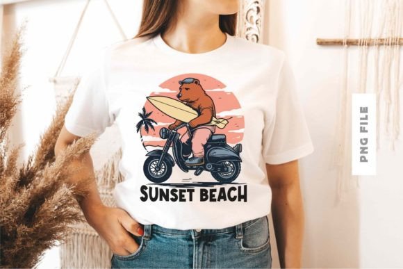 Download Ridding on the Sunset Beach Design PNG - Design Collection