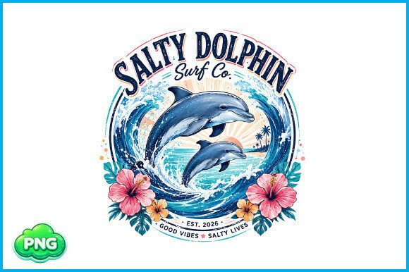 Download Salty Dolphin Surf PNG Beach Design Art - Design Collection