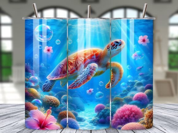 Download Floral Sea Turtle Tumbler Wrap Design - Design Collection