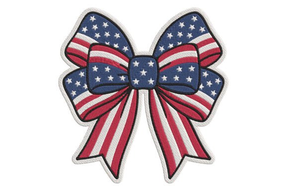 Download American Flag Bow Embroidery Design - Design Collection