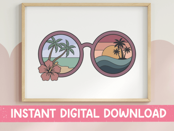 Download Retro Sunglasses Sunset Beach Design - Design Collection